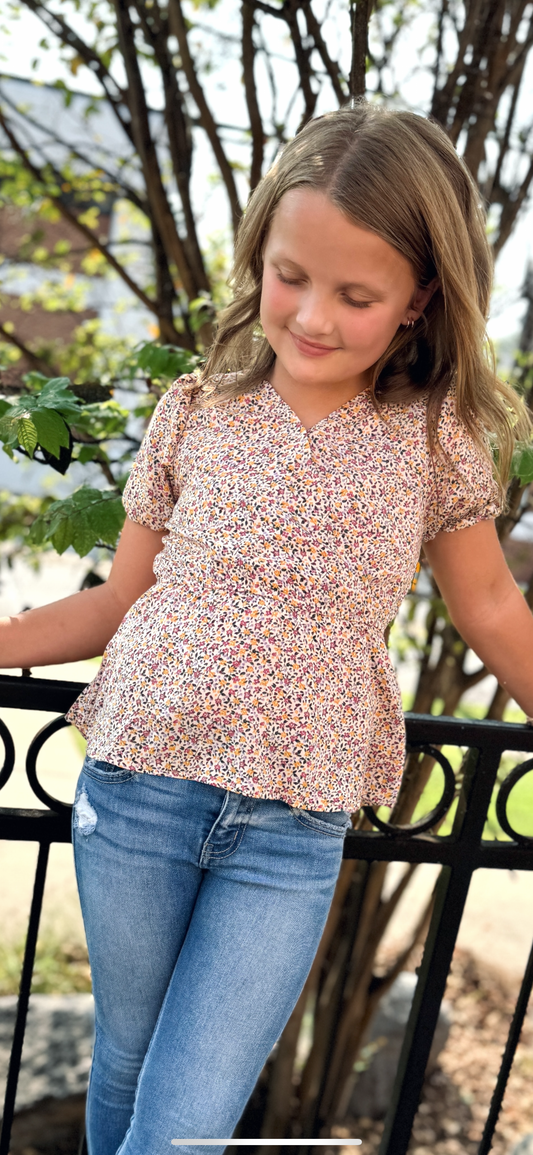 Girls Blush Floral Top