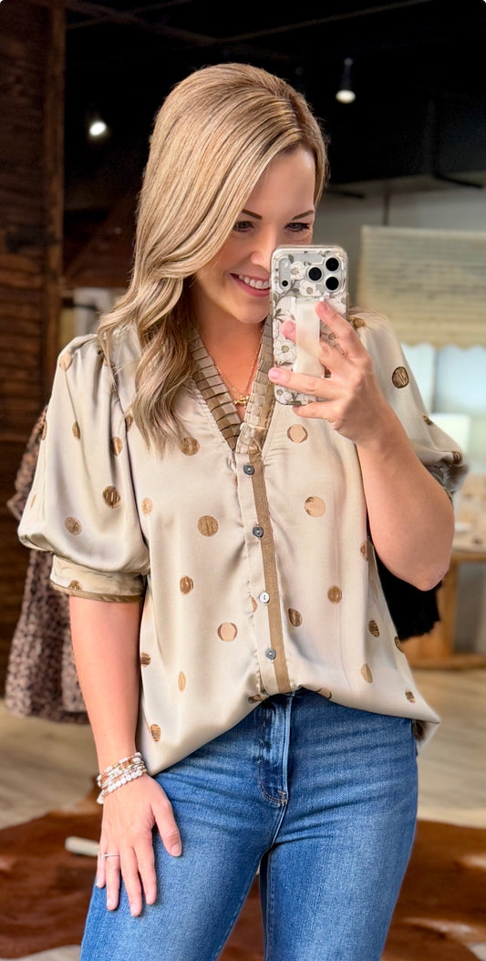 Satin Polka Dot Dressy Top