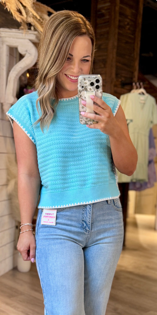 Bright Blue Knit Top