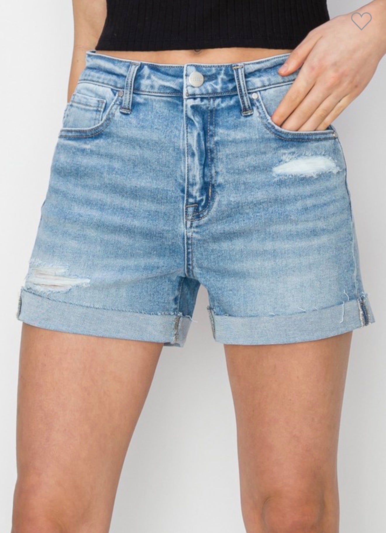 Risen Cuffed Denim Shorts