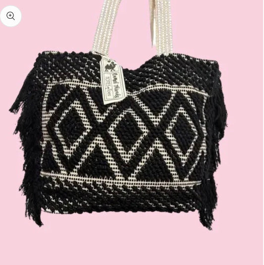 Lulla Black Fringe-Camel Threads Tote