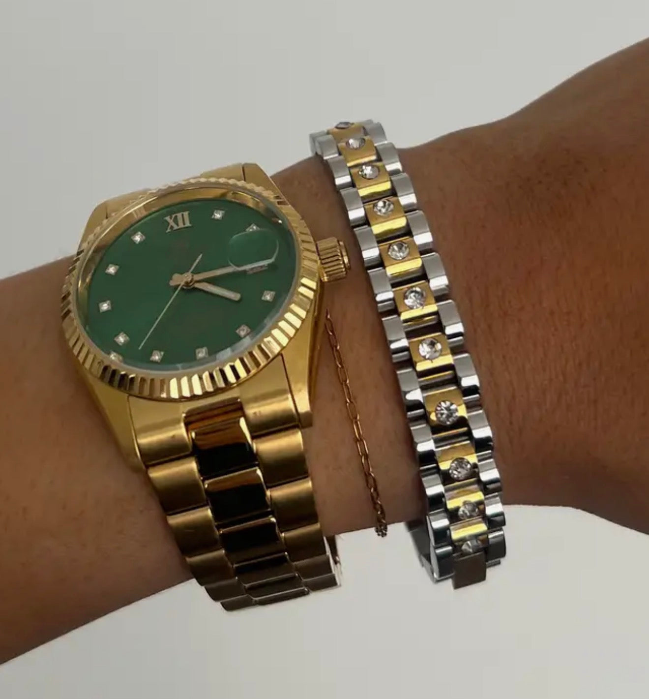 Two-Toned Diamond Wrist Band Bracelet