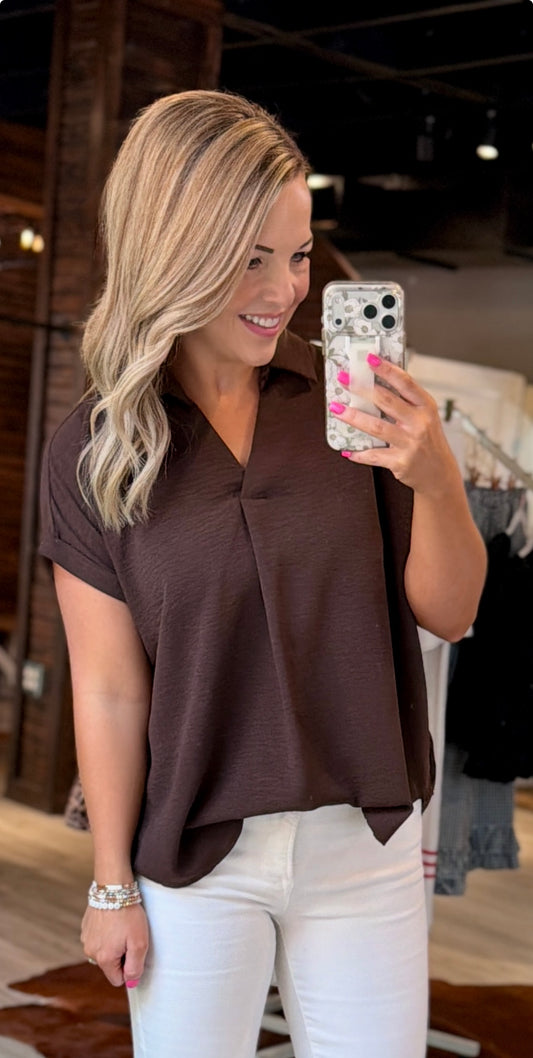 Chocolate Collared Dressy Top
