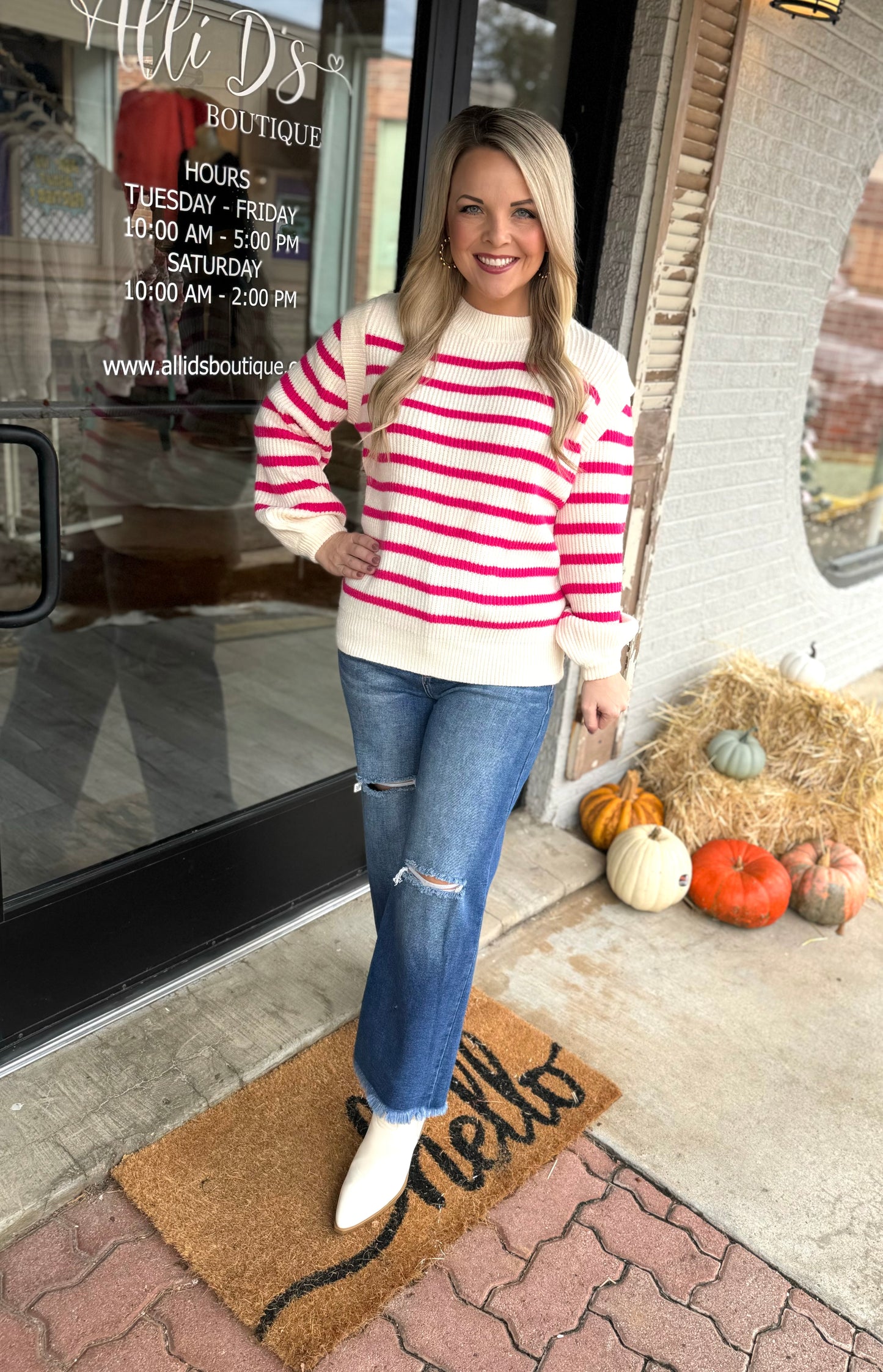 Pink/Cream Striped Sweater