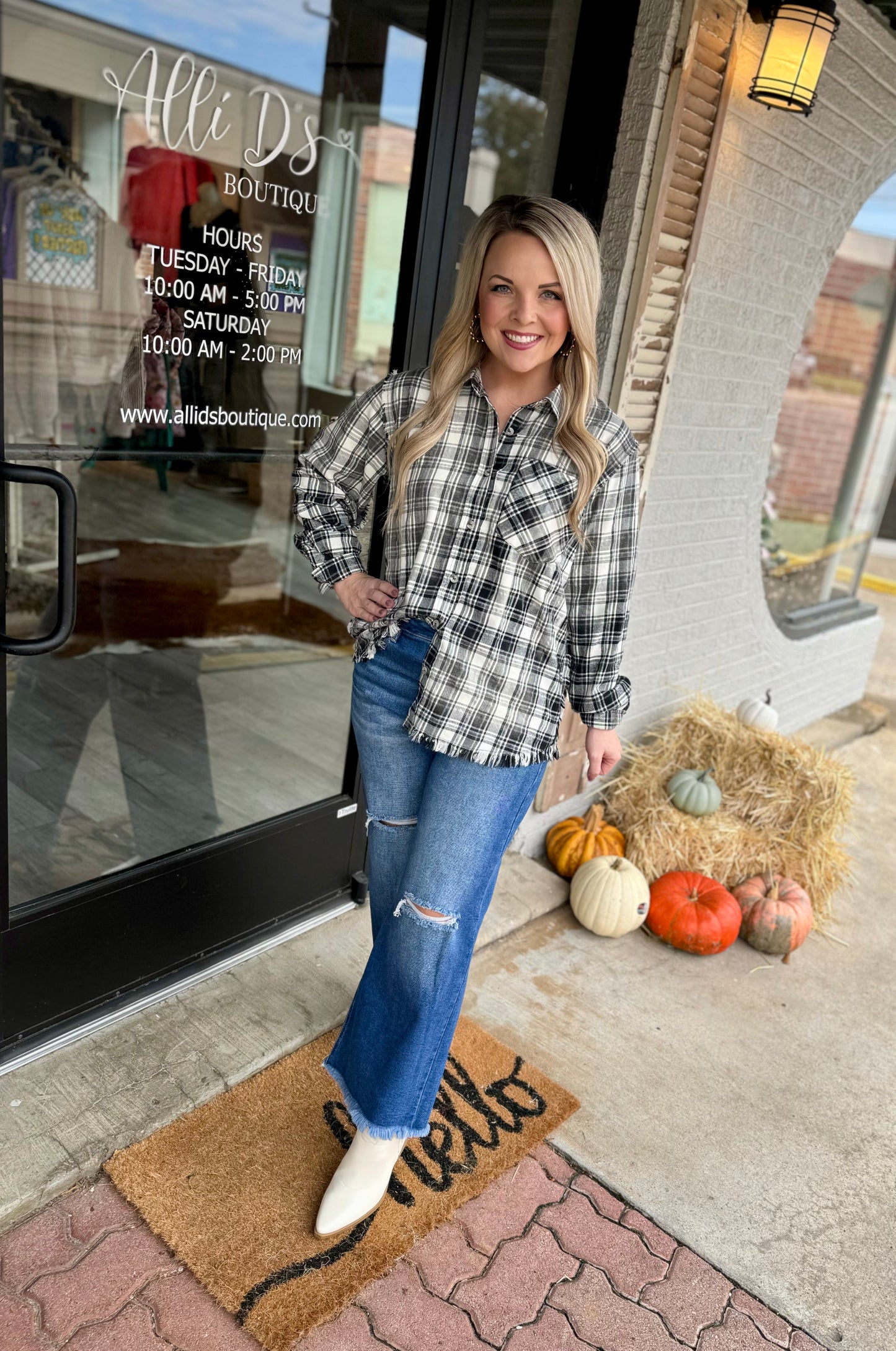 Black Vintage Plaid Top