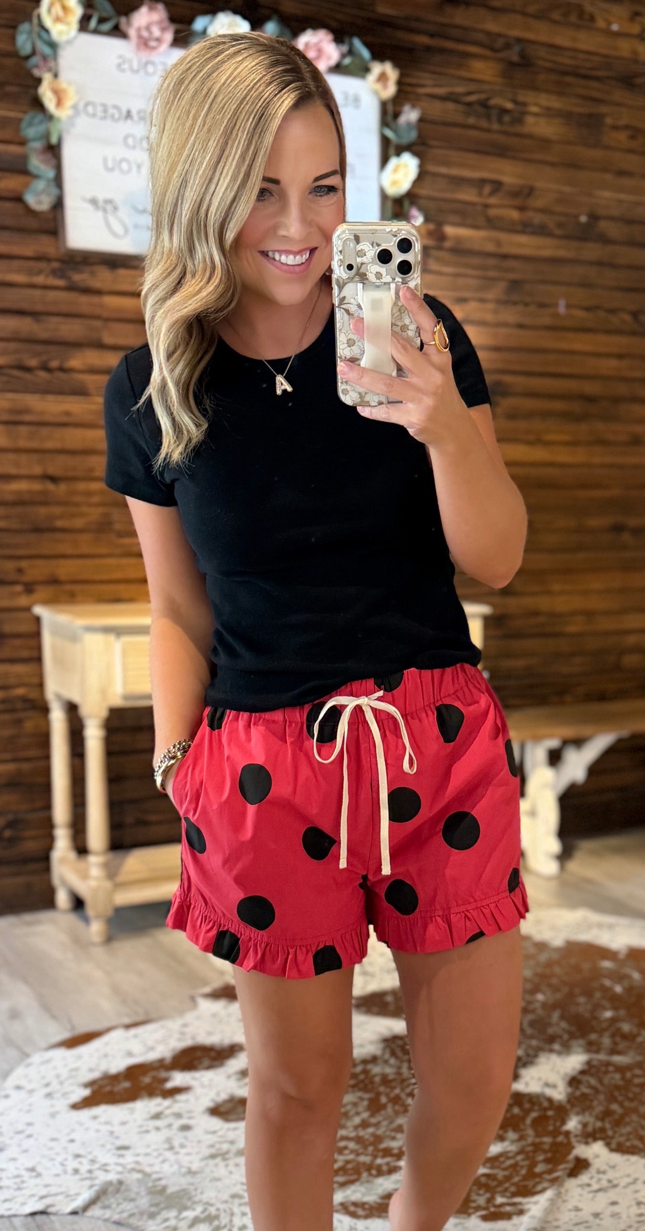 Red/Black Polka Dot Shorts