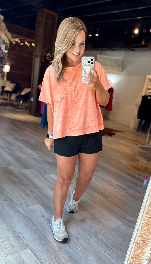 Orange Halo Washed Oversized Tee