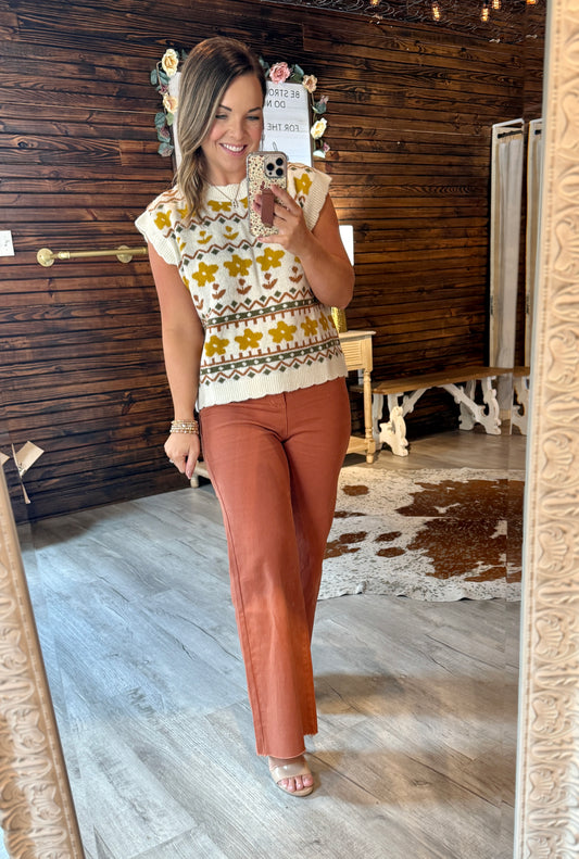 Cream/Mustard Floral Top