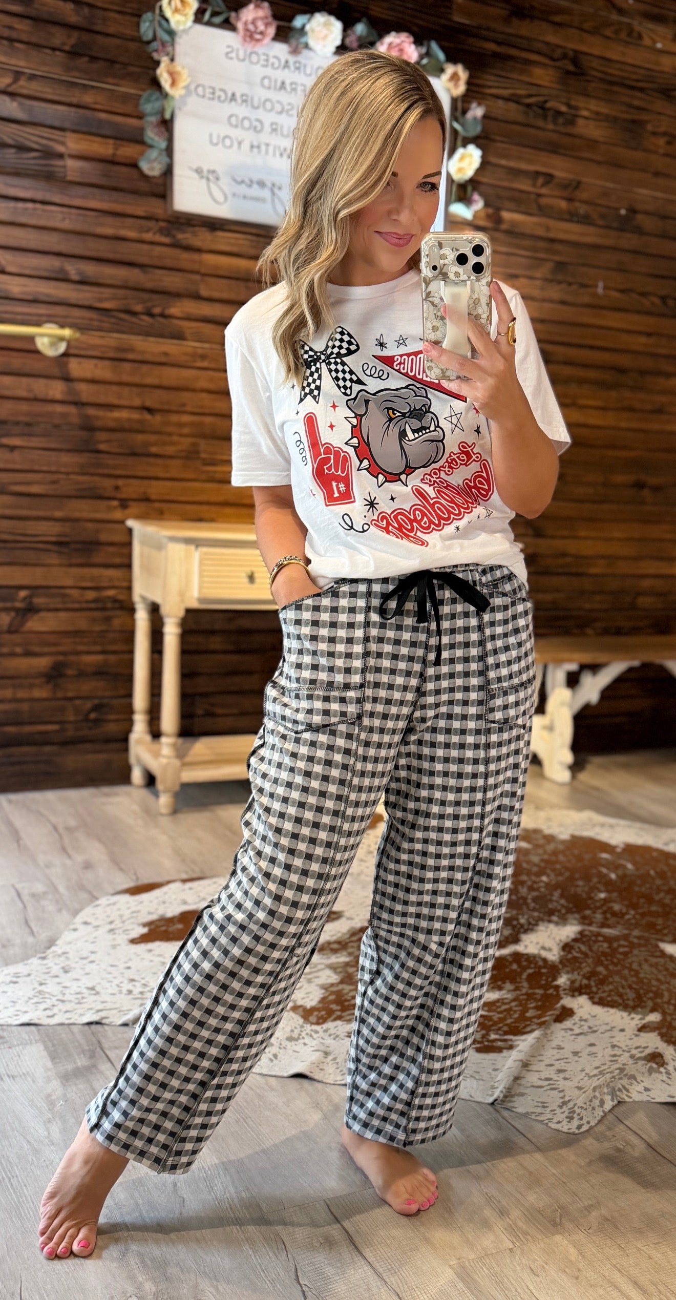 Black Barrel Checkered Pants