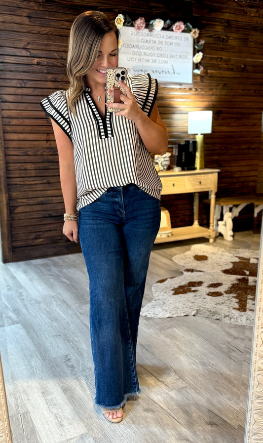 Black Striped Dressy Top