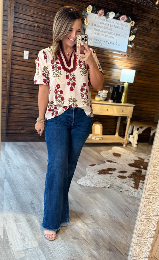 Ecru Floral Top