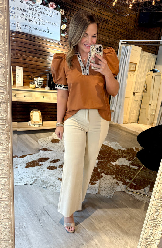 Rust/Leopard Dressy Top