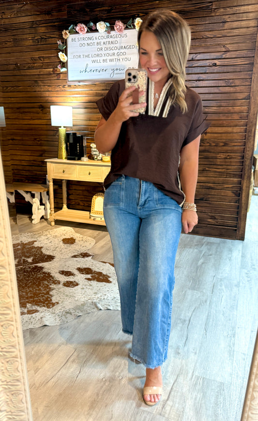 Brown/Lace Detail Top