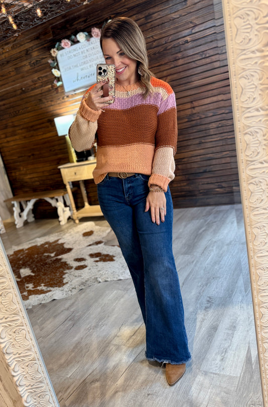 Colorblock Cropped Sweater