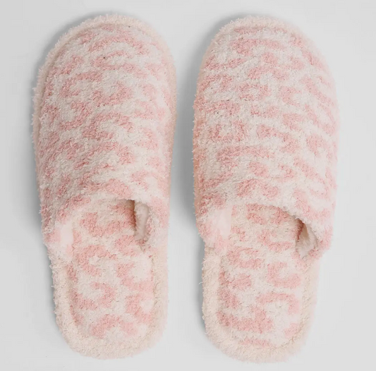 Cream/Pink Leopard Slippers