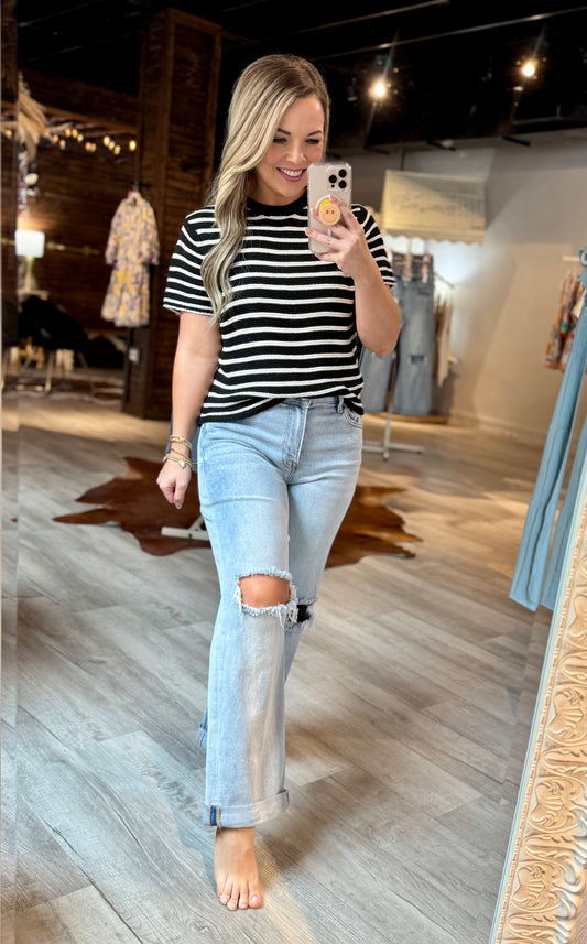 Black/Ivory Striped Top