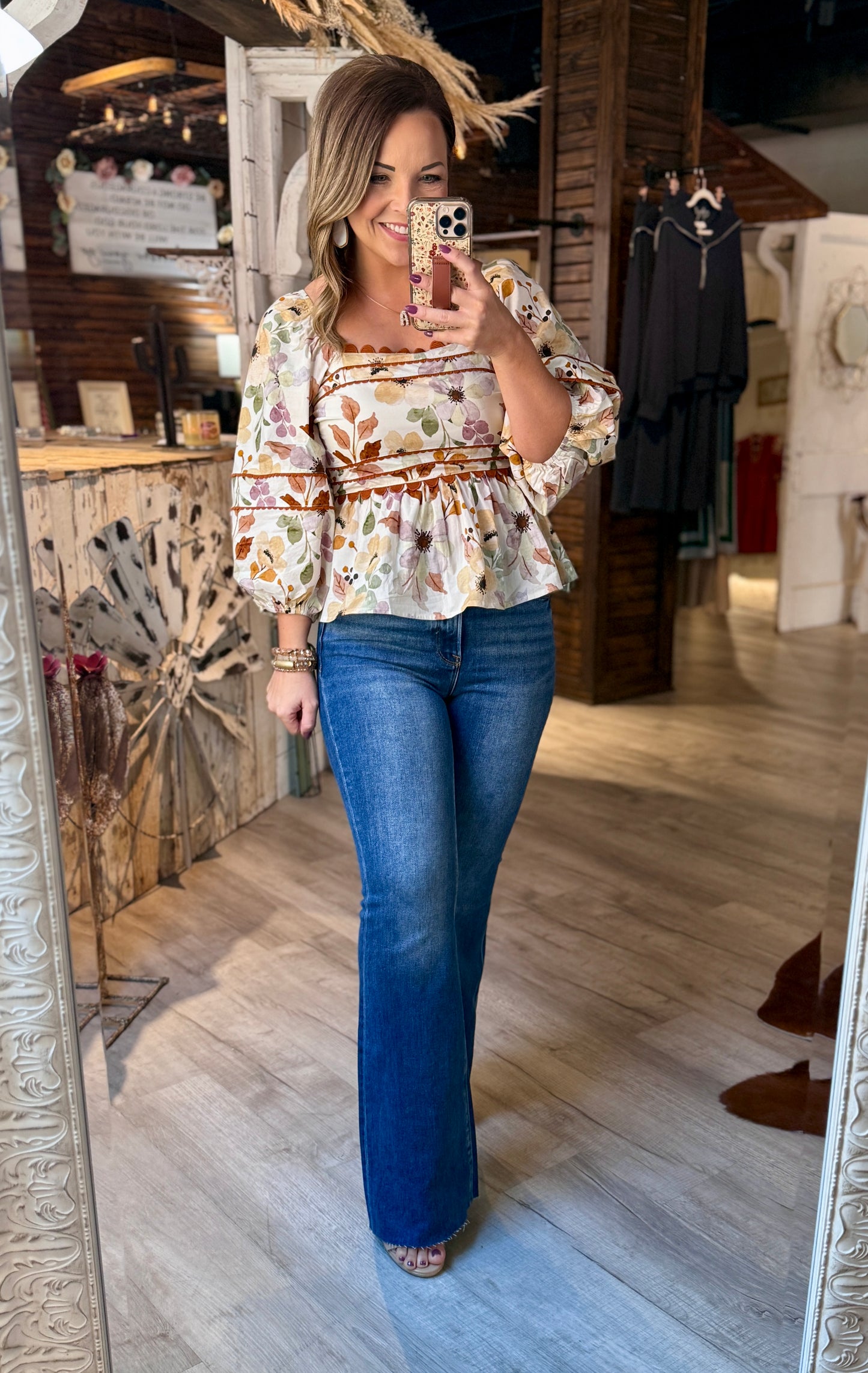 Fall Floral 3/4 Sleeve Top