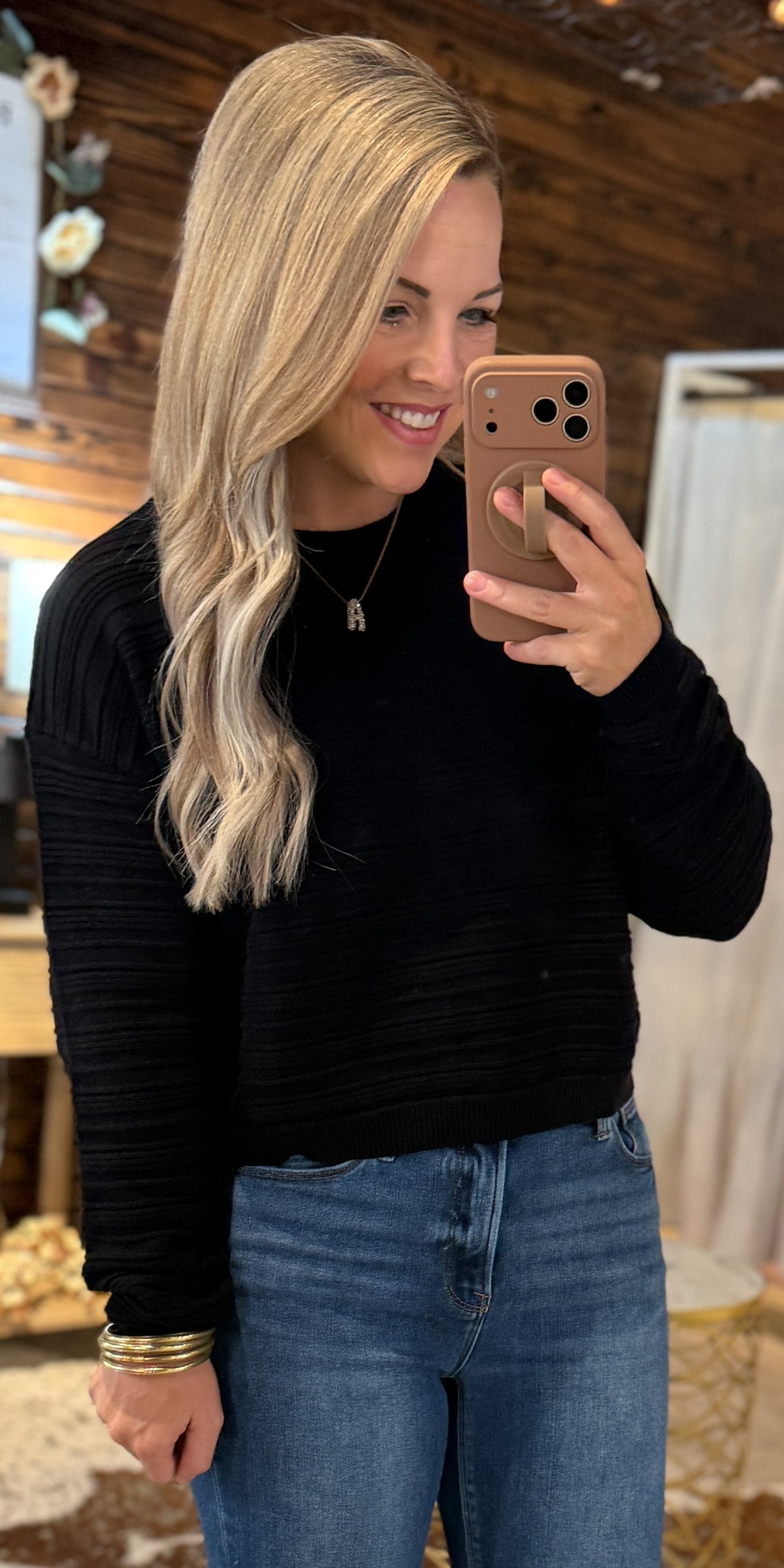 Black Textured Sweater