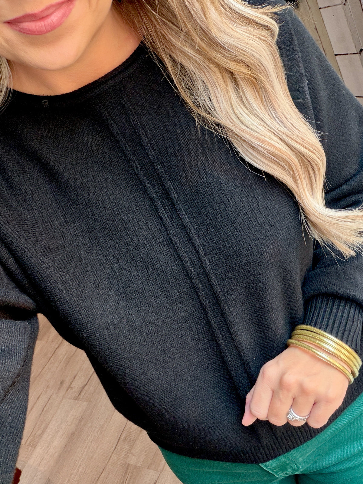 Black Front Seam Sweater