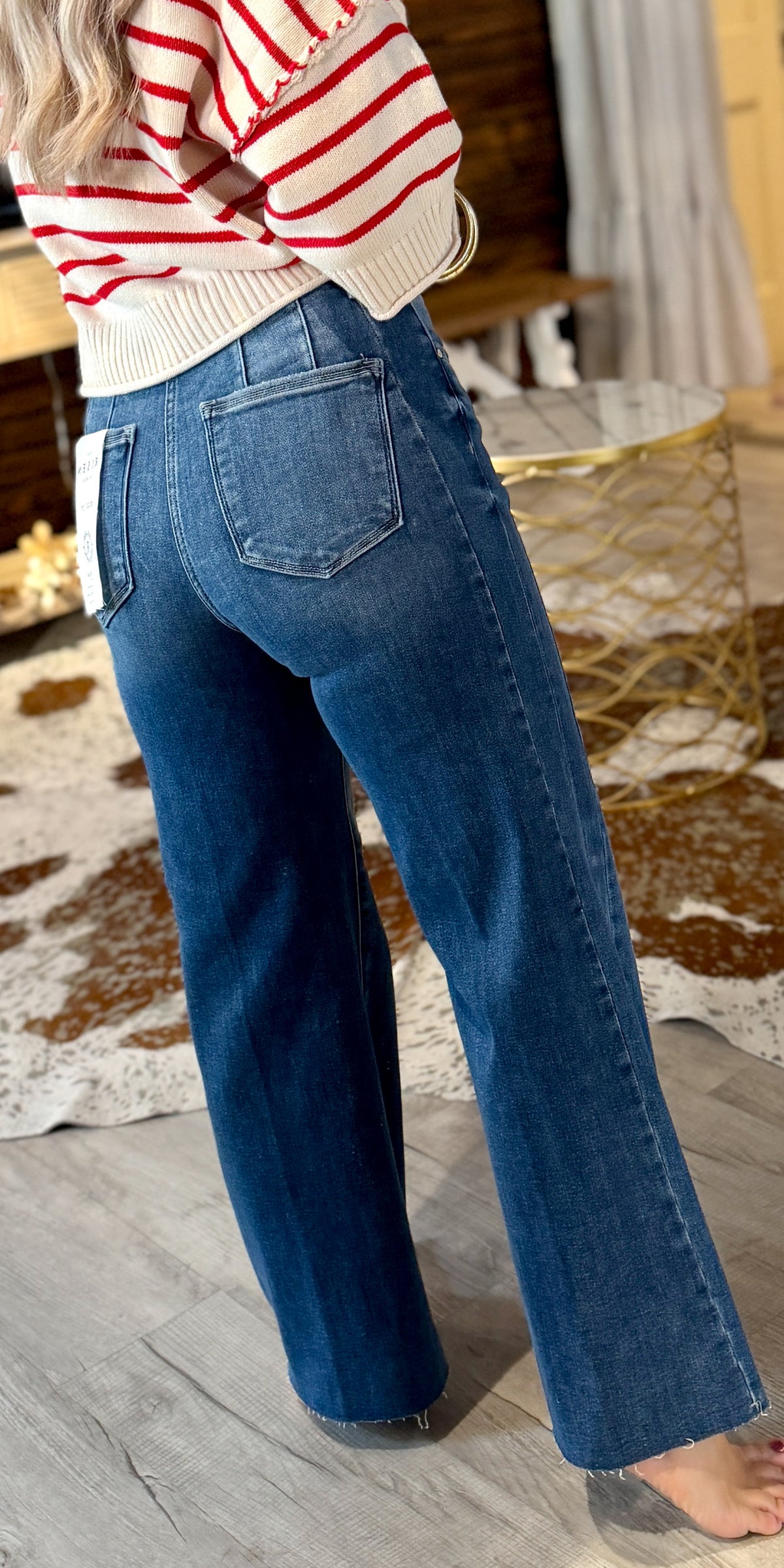 Risen High Rise Crop Side Detail Denim