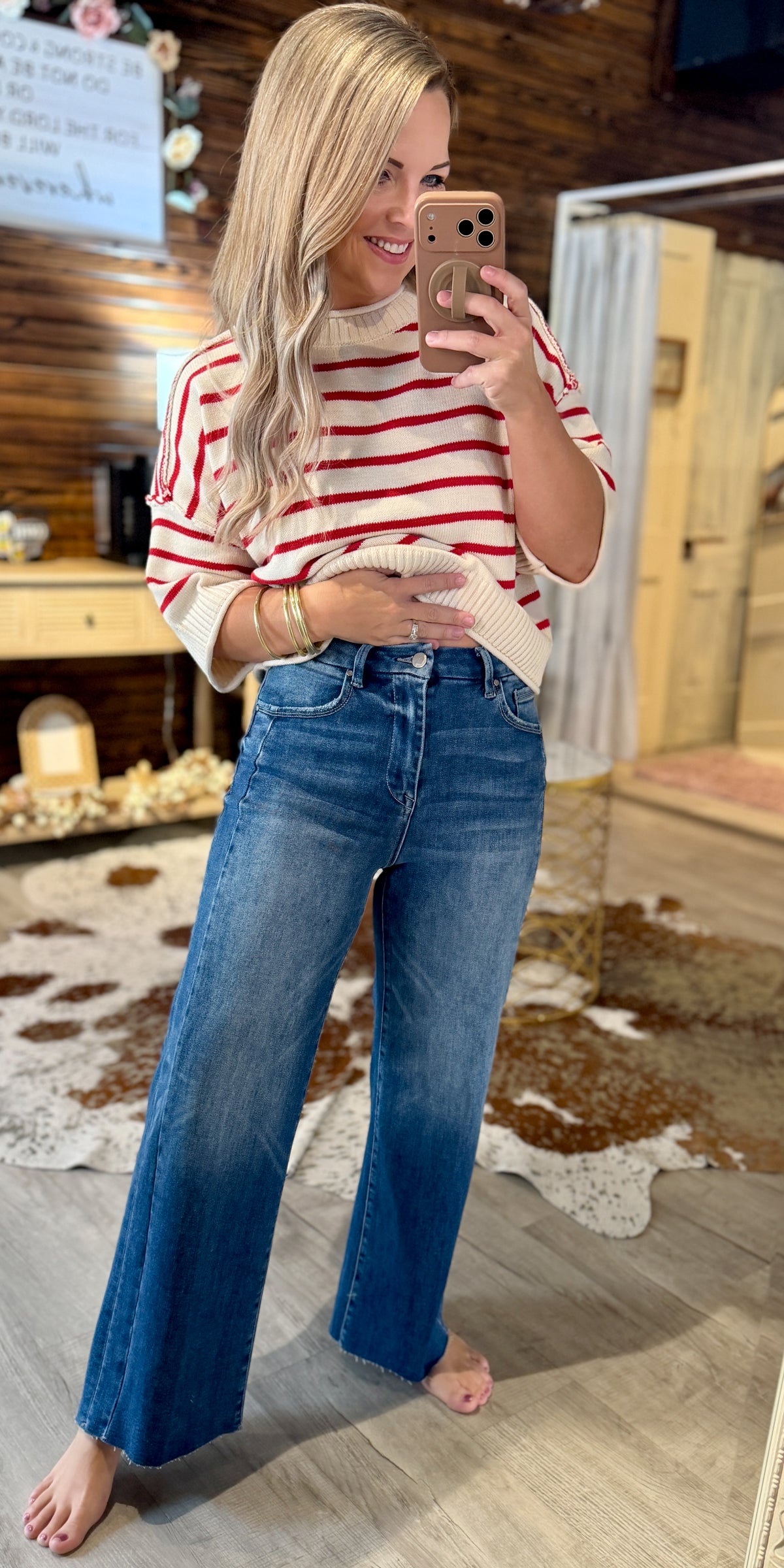 Risen High Rise Crop Side Detail Denim