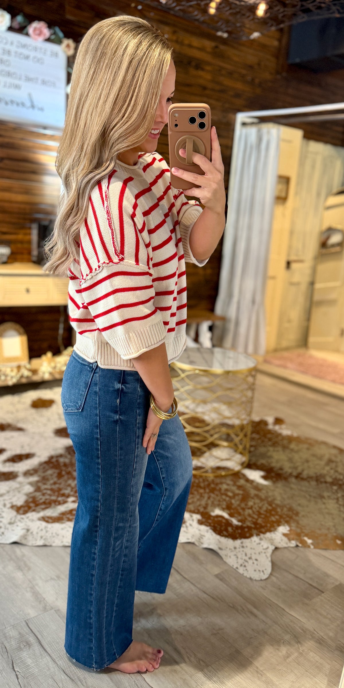 Risen High Rise Crop Side Detail Denim