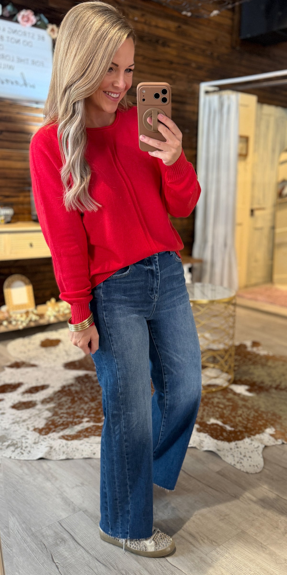 Risen High Rise Crop Side Detail Denim