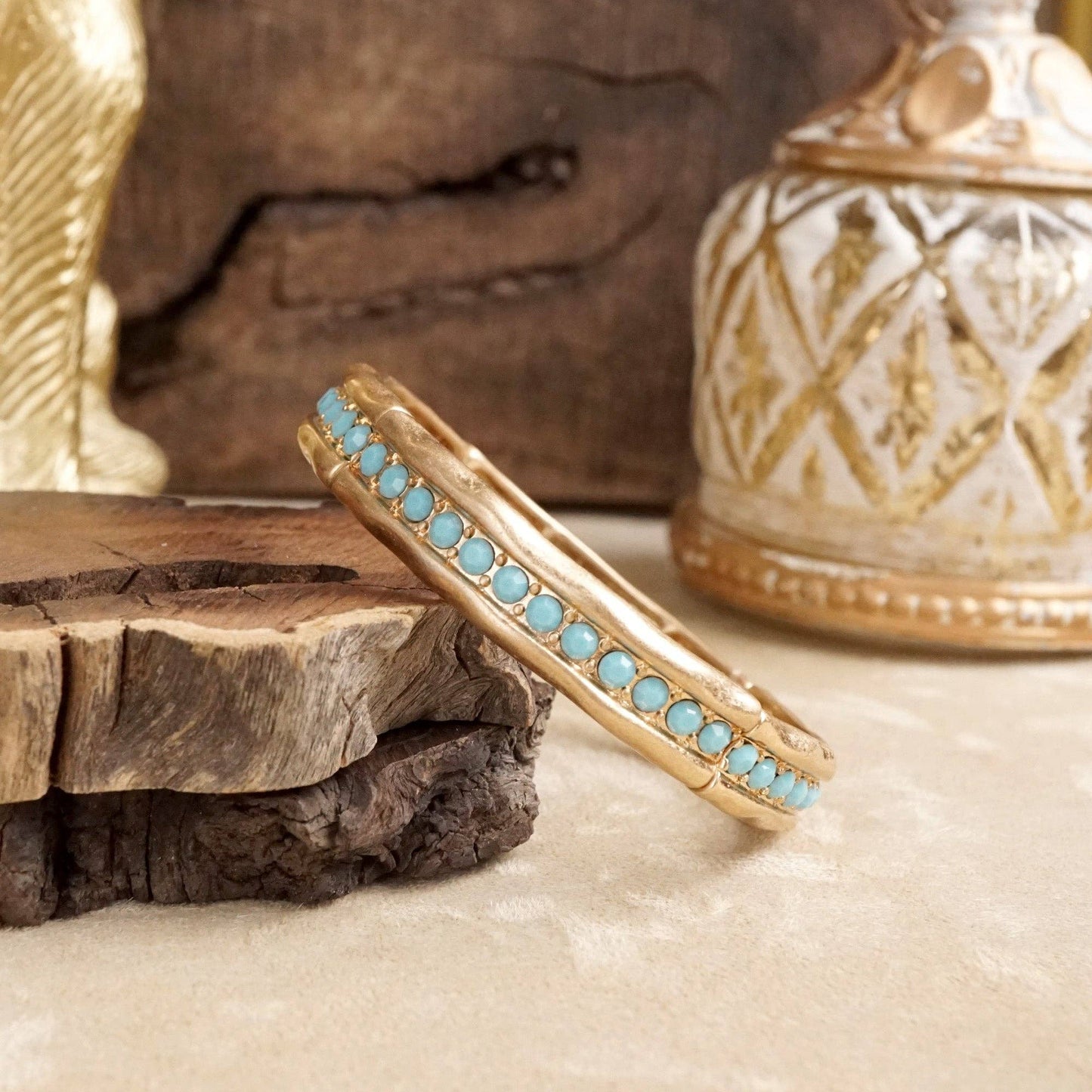 Minimalist Crystal & Pearl Bangle Bracelet – Brushed Gold or Silver