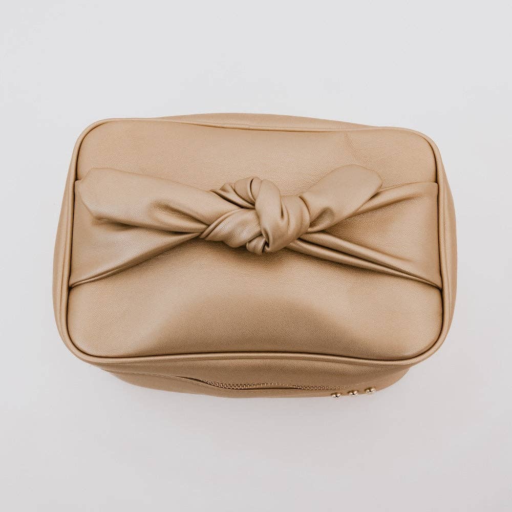 Gold Madelyn Bow Makeup Bag Wholesale
