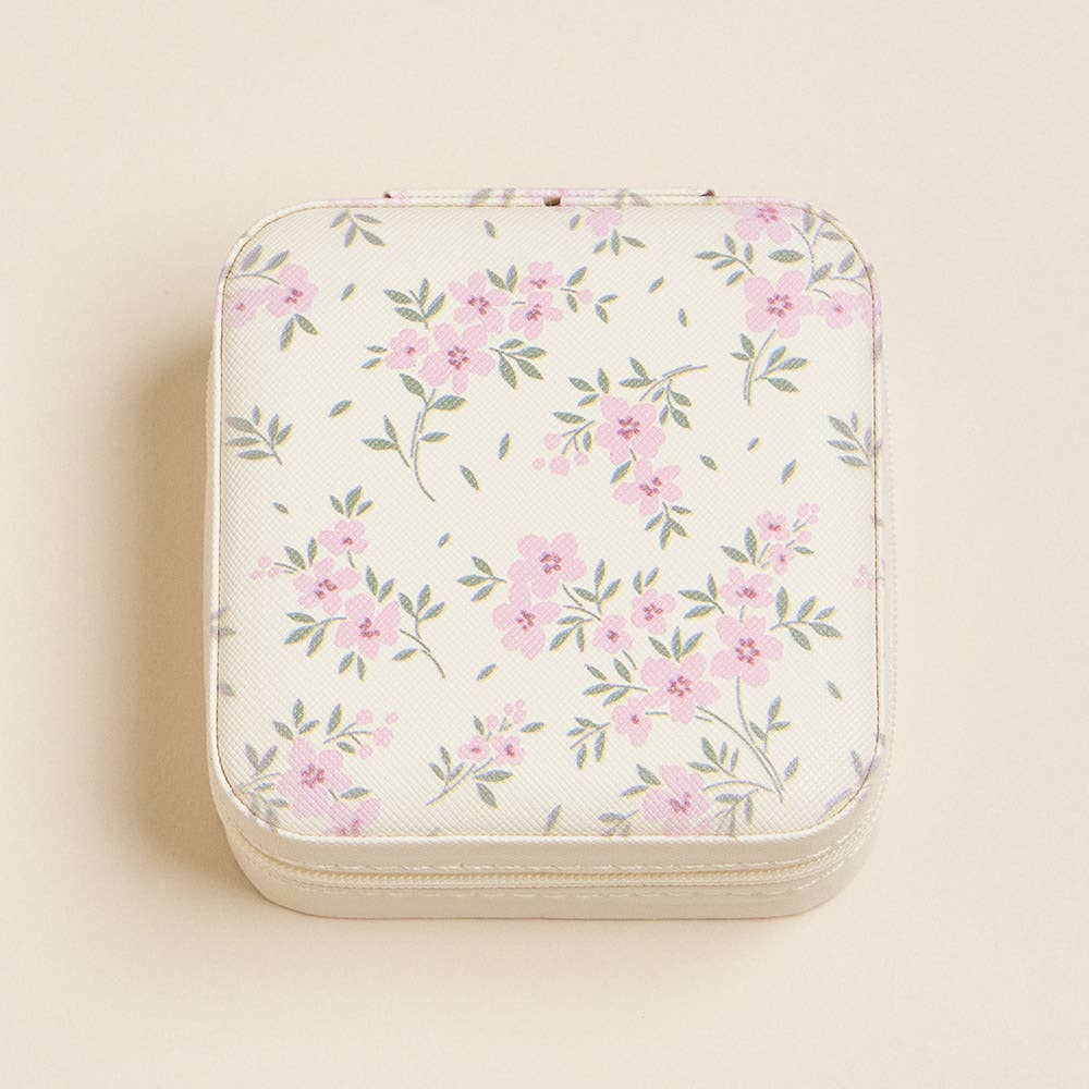 Flower Pattern Portable Square Jewelry Box